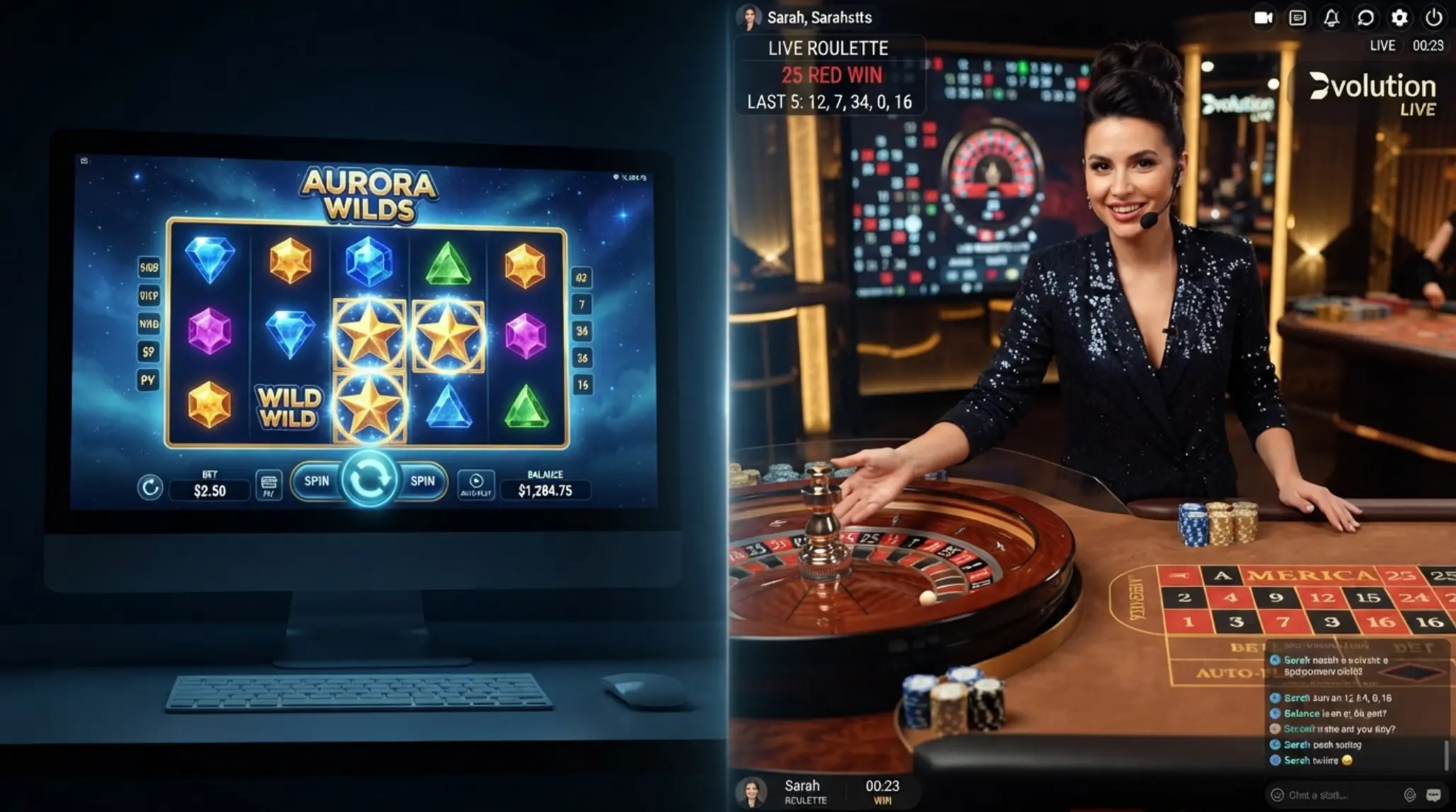 Srovnání digitální hry a live rulety s dealerem