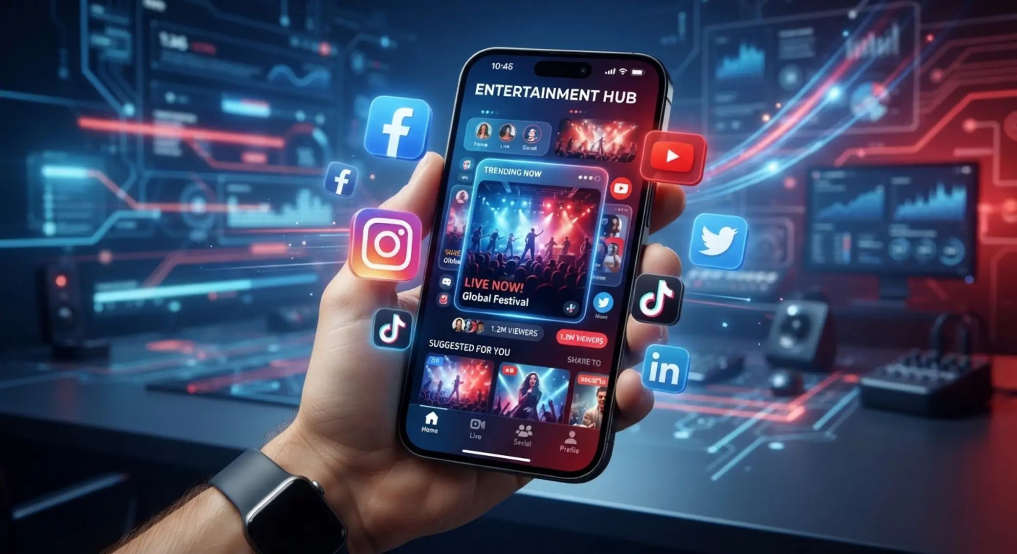 Ikony sociálních sítí v kontextu online účtu a novinek